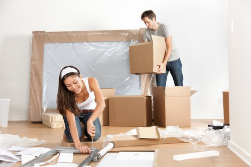Commercial moving team planning an office relocation in a local business area