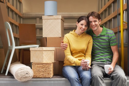 Packed moving boxes and household items ready for transport