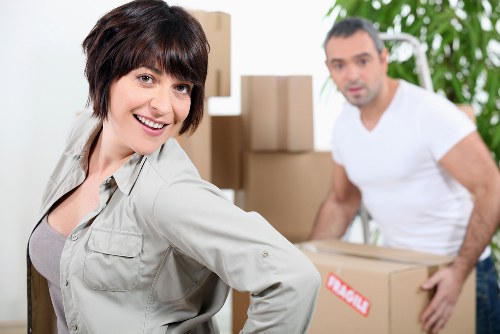 Local moving van navigating residential streets in Movingservices