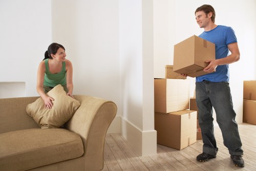 Packed boxes and home items ready for transport